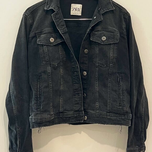 ZARA Black Denim Jacket - Picture 2 of 2